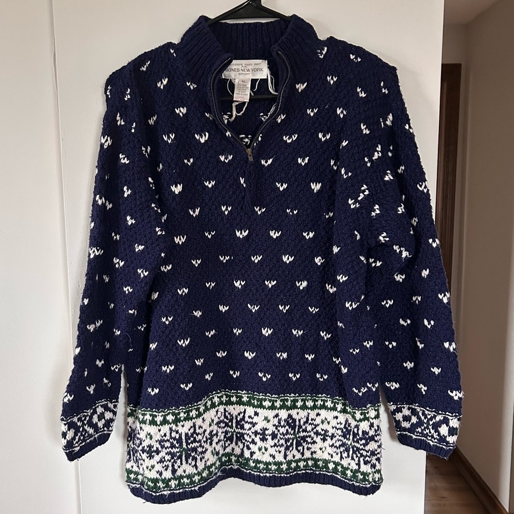 Jones New York Hand Knit Navy Sweater
